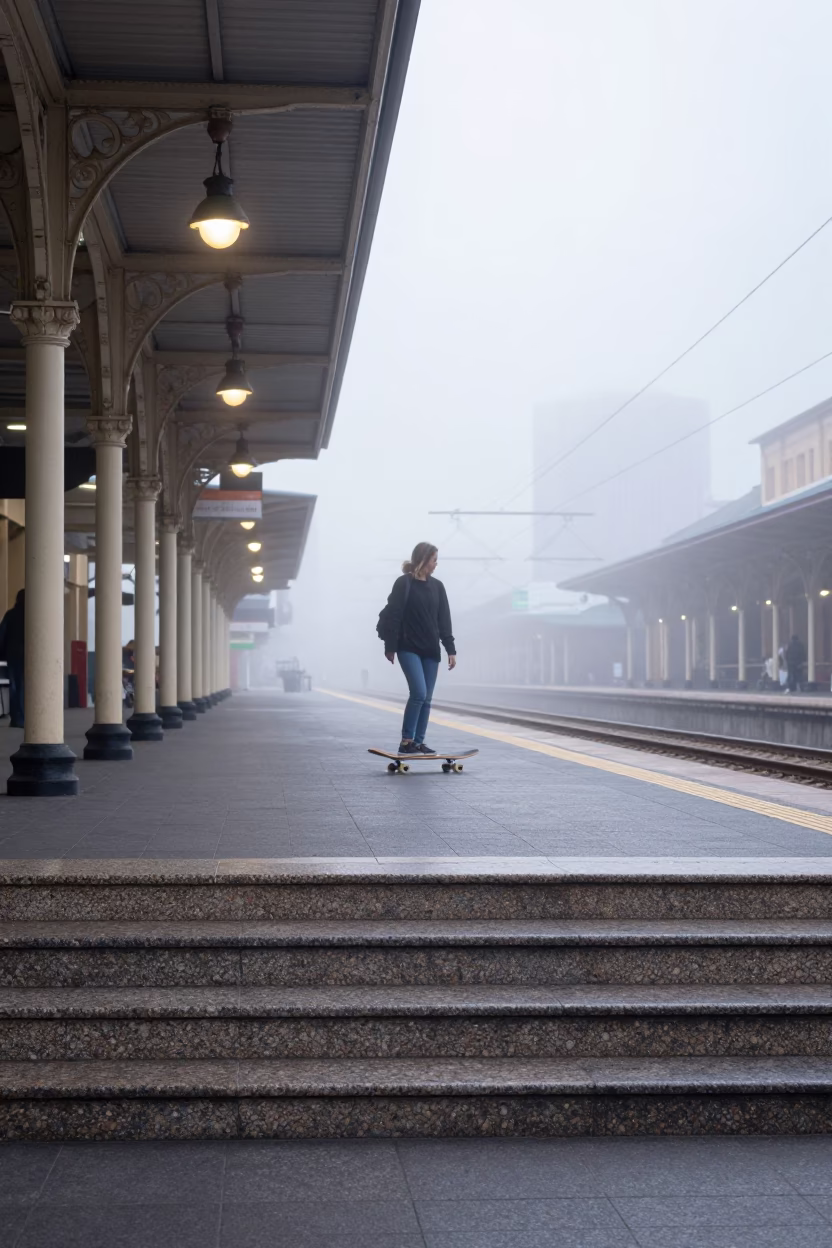 Skateboard in Adelaide at Dawn Light in in Adelaide, South Australia, Australia