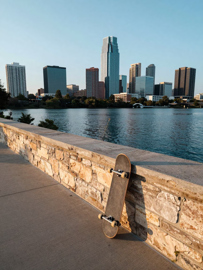 Skateboard in Austin at Early Morning Light in in Austin, Texas, United States