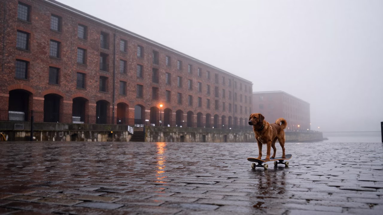 Skateboard in Liverpool at Dawn Light in in Liverpool, United Kingdom