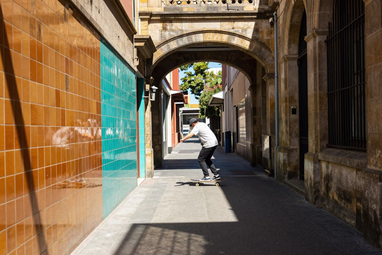 Skateboarder in Adelaide at Afternoon Light in in Adelaide, South Australia, Australia