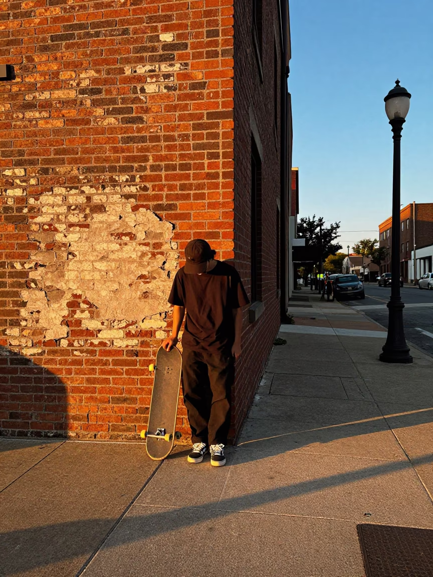 Skateboarder in Philadelphia at Sunset Light in in Philadelphia, Pennsylvania, United States