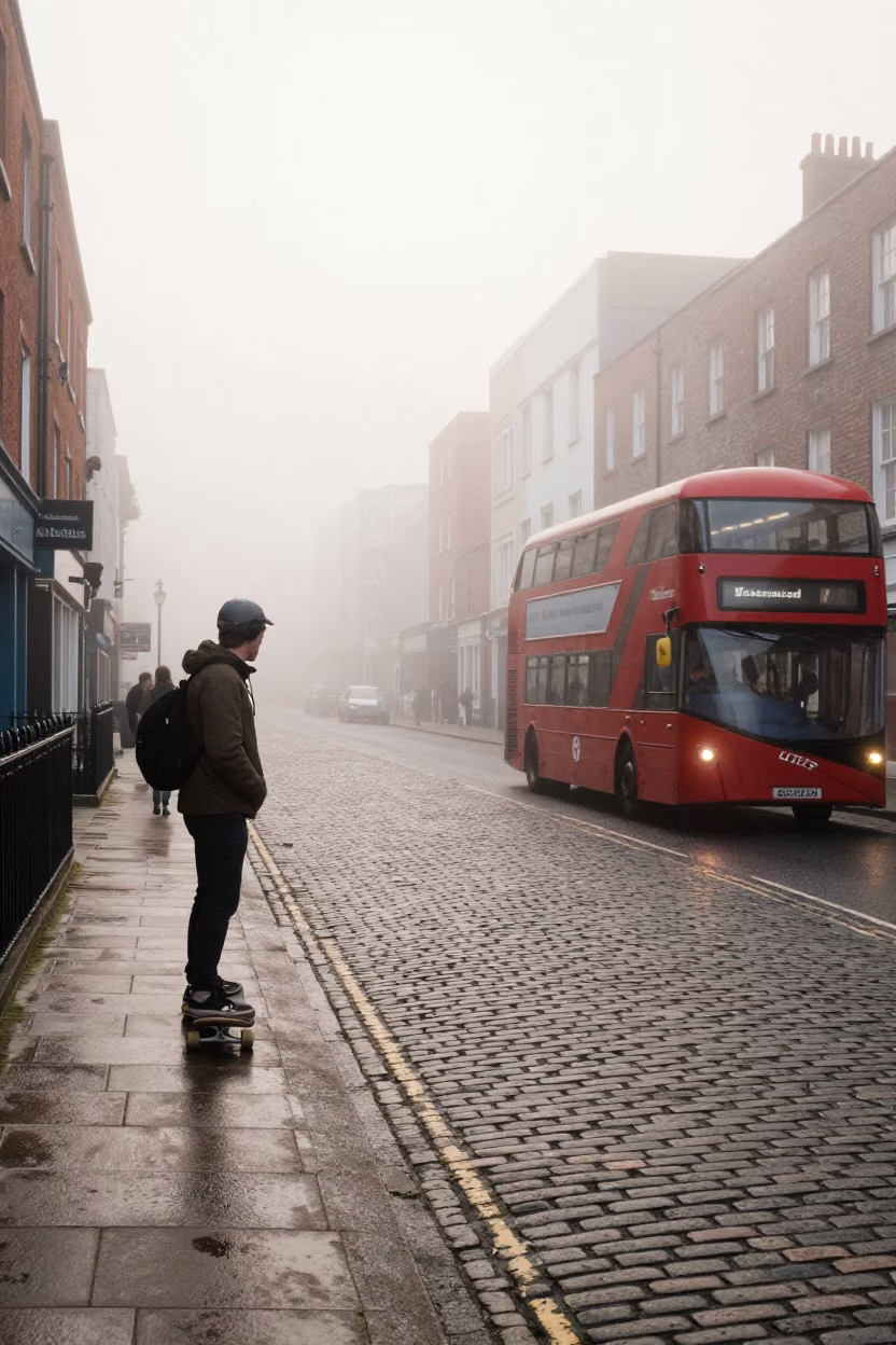 Skateboarder Waiting in Dublin in in Dublin, Ireland