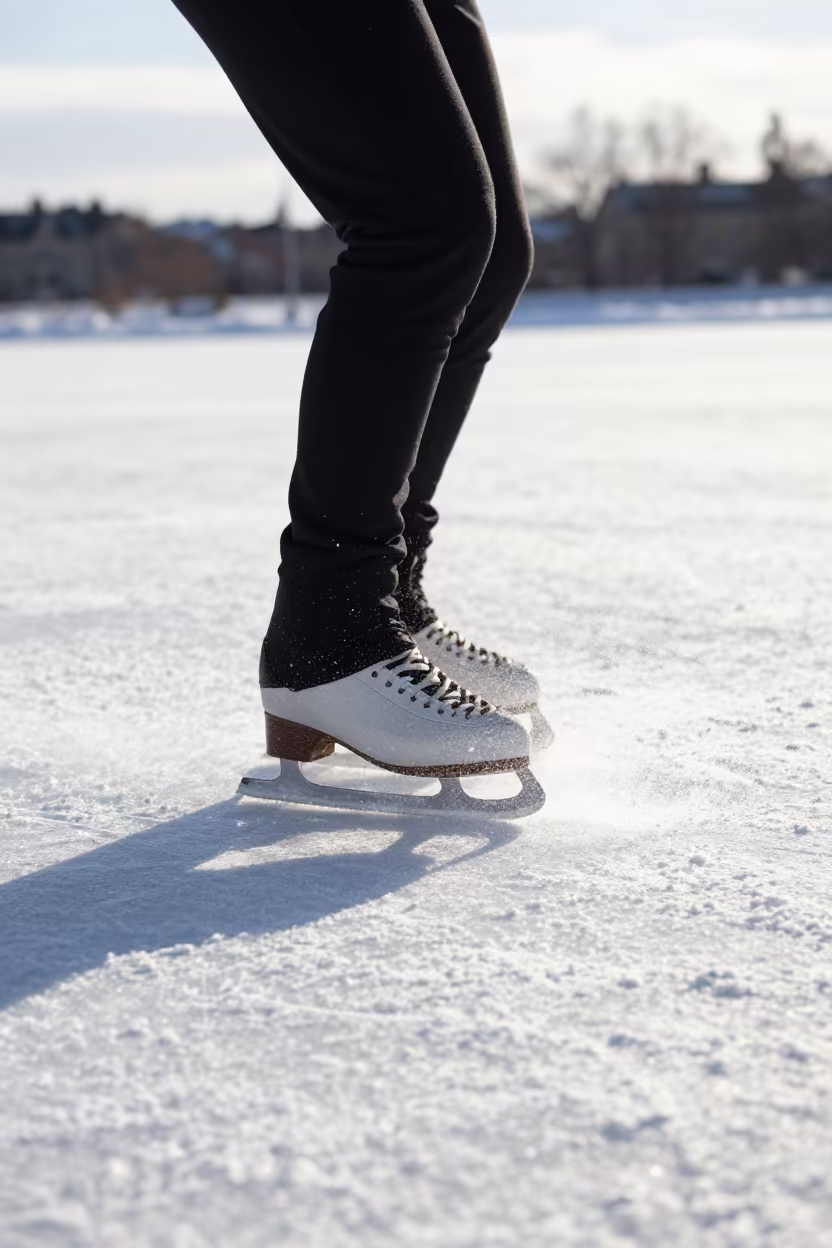 Skater Blade Trail on Winter Ice in near open fields near Ostermalm, Stockholm