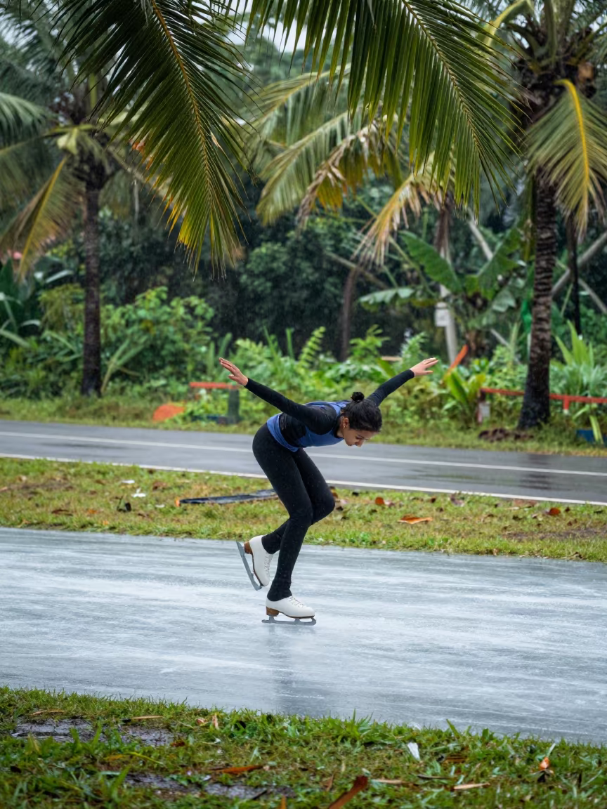 Skater Landing Triple Axel Varkala Roadside in at a roadside stop near Varkala