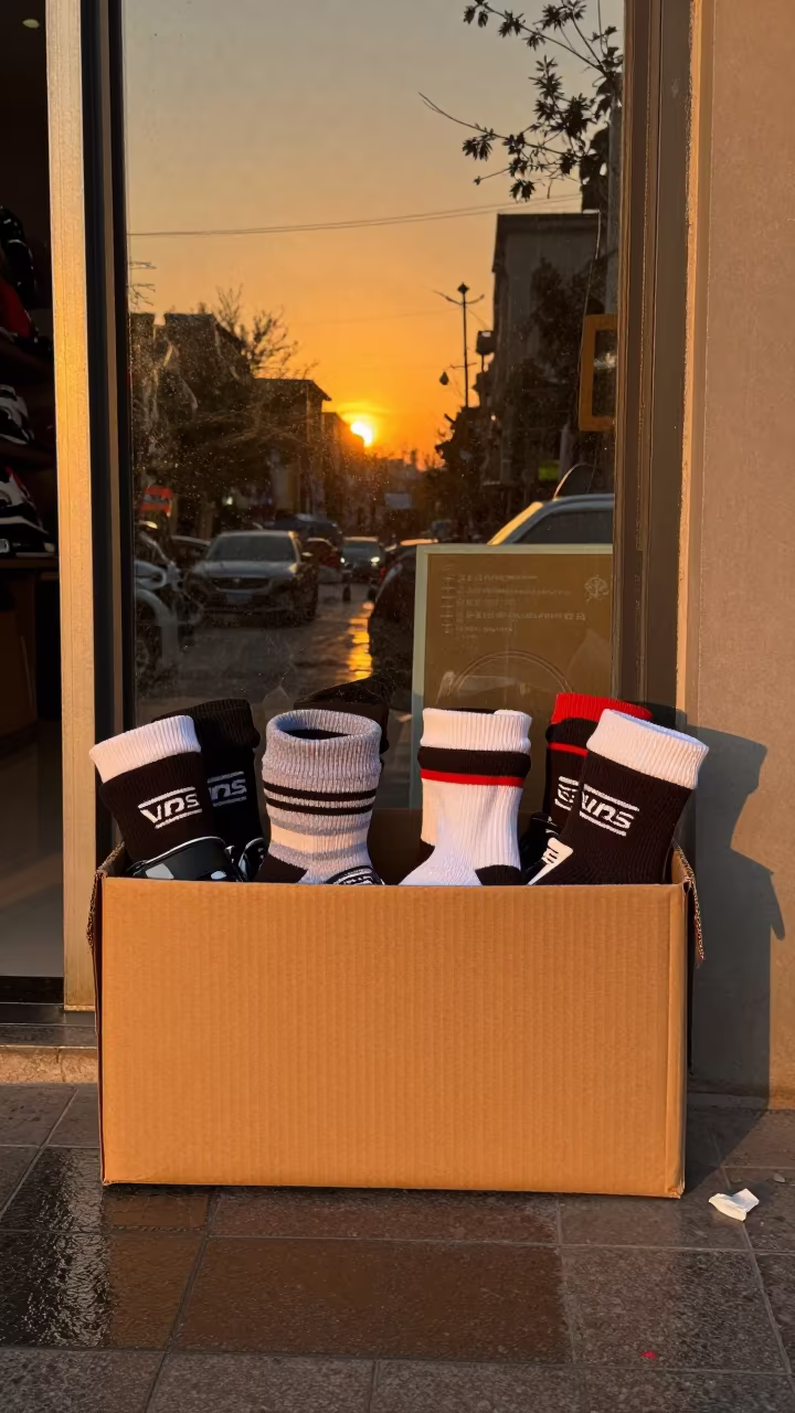 Ski Boot Sock Bin Outside Lanzhou Shop Window in outside a shop window after rain near Lanzhou