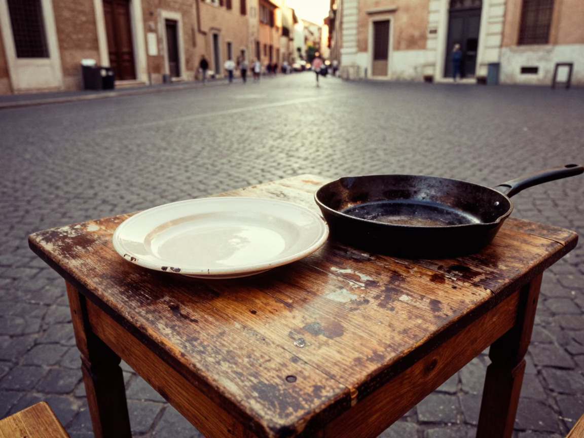 Skillet at Late Afternoon Light in Rome in in Rome, Italy