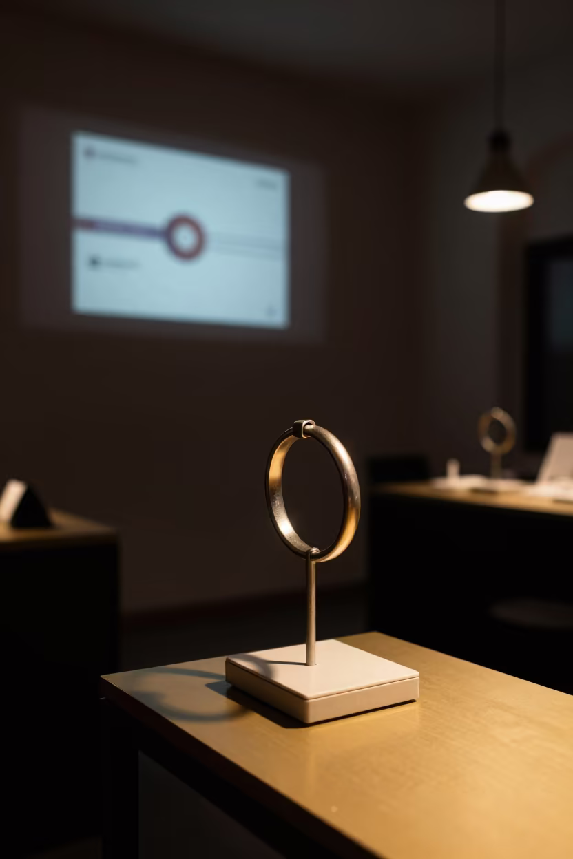 Skin Analysis Ring Chart Stand at Night in at a goldsmith bench in a bazaar jewelry lane near Brno