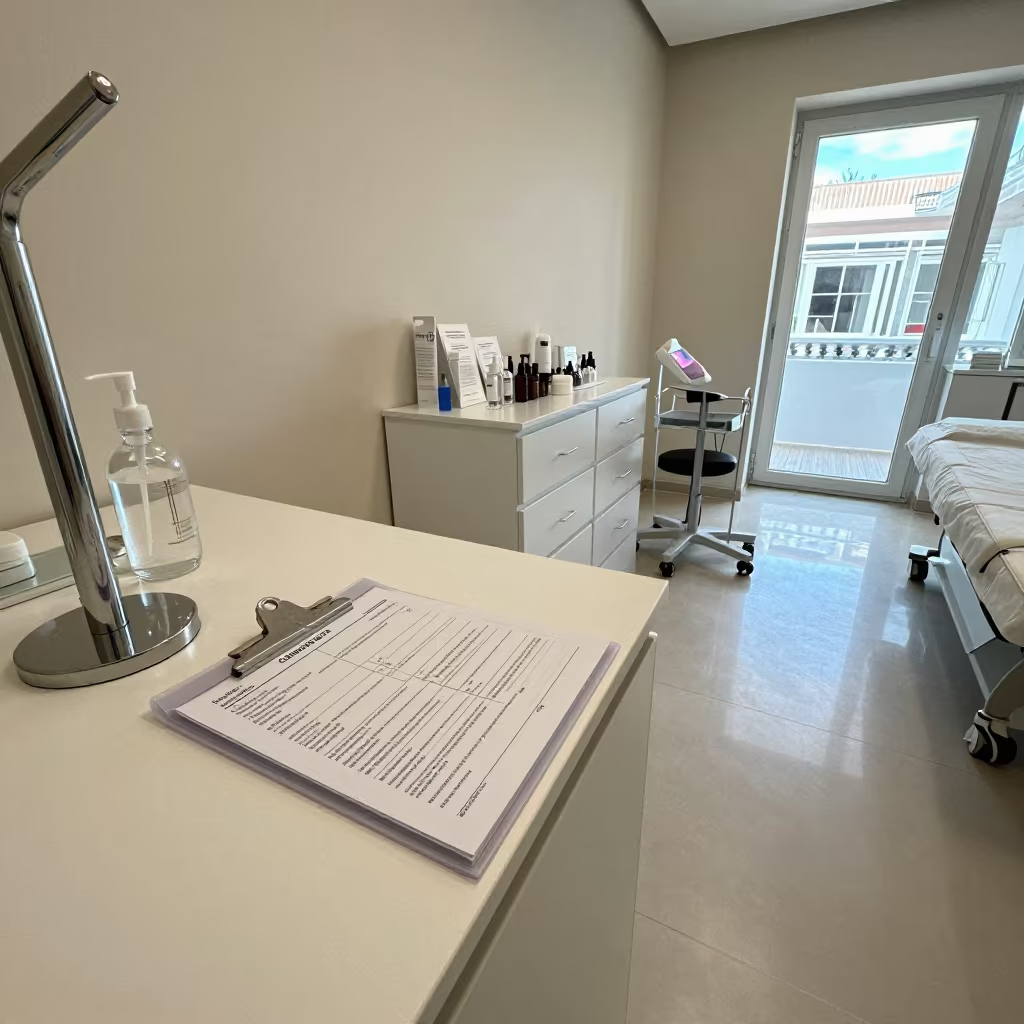 Skincare Consent Form Holder Before Treatment in inside a skincare treatment room near Khenifra