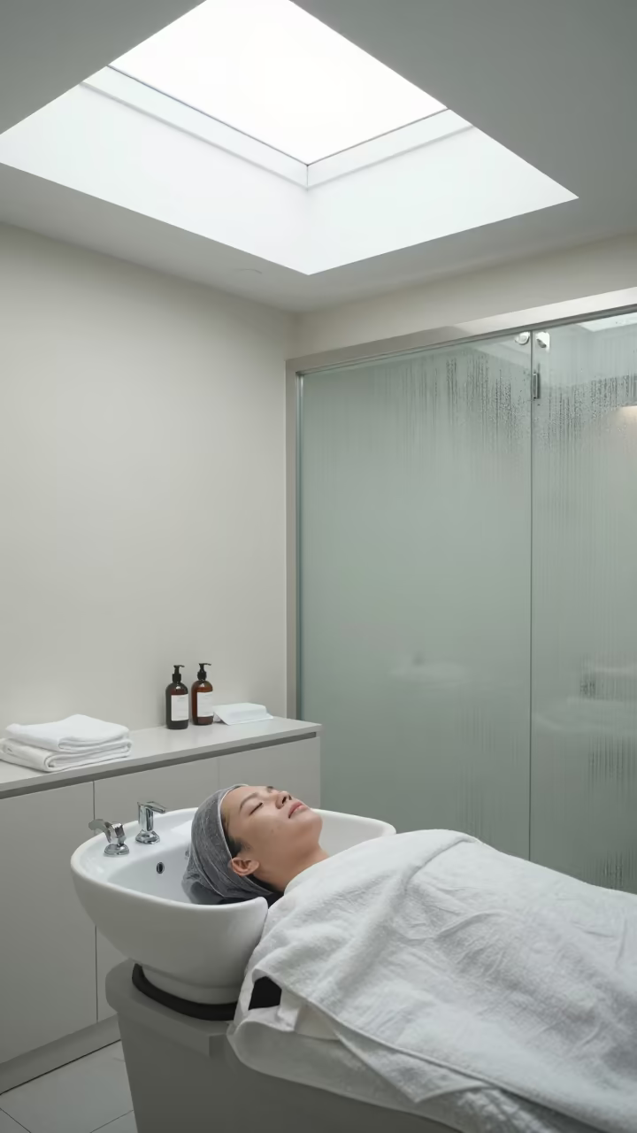 Skincare Lounge with Towels and Serums in inside a skincare treatment room near Yogyakarta
