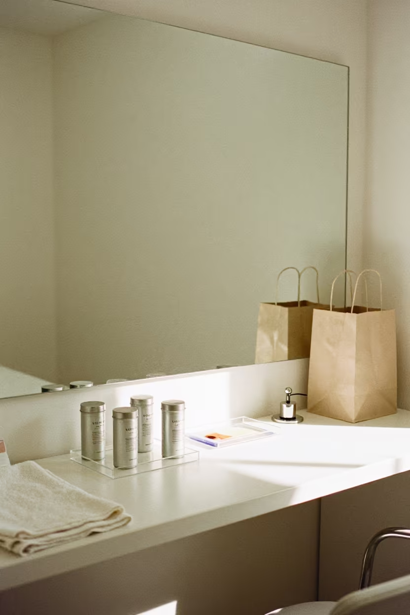 Skincare Refill Tin in Valladolid Treatment Room in inside a skincare treatment room in Valladolid
