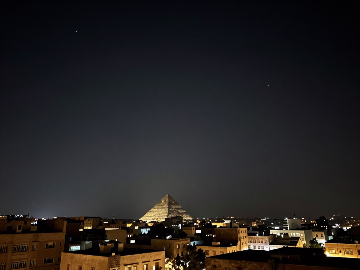 Sky View in Cairo at The Deepest Night Sky Light in in Cairo, Egypt