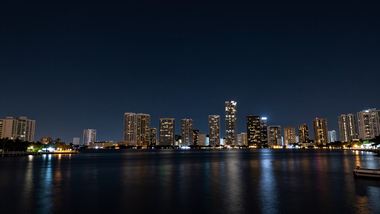 Sky View in Miami at The Deepest Night Sky Light in in Miami, Florida, United States