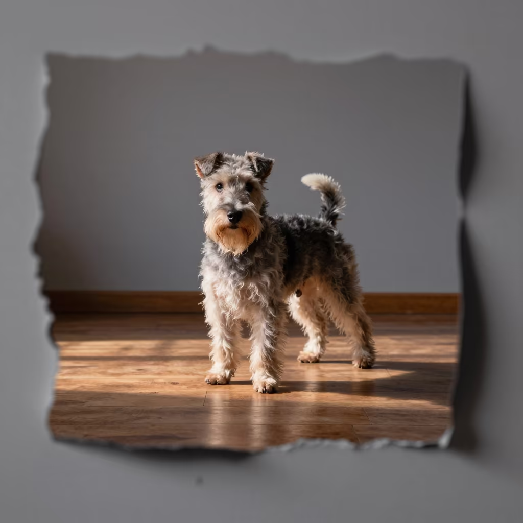 Skye Terrier Portrait in Pale Dawn Studio Light in in a quiet portrait studio with a plain backdrop and eye-level framing near Groningen