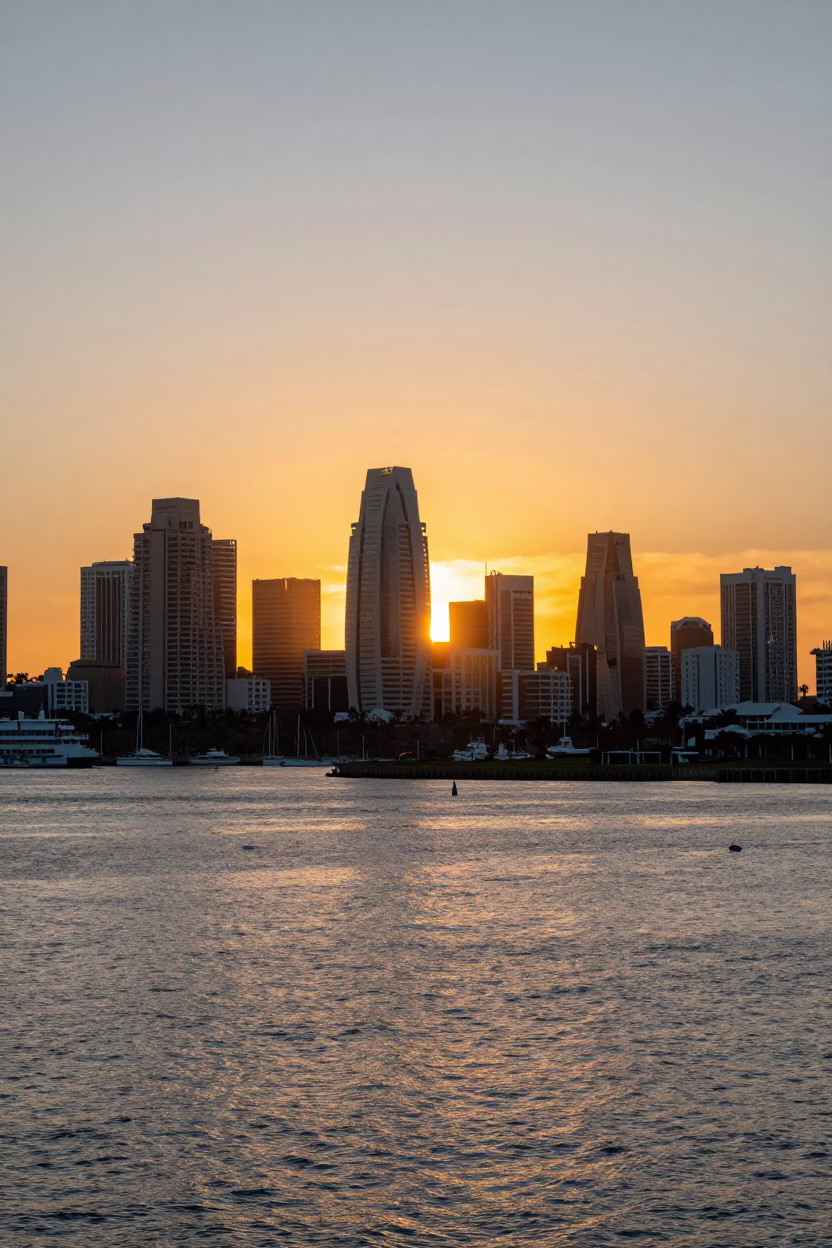 Skyline And Harbor From Balboa Park in San Diego in in San Diego, California, United States