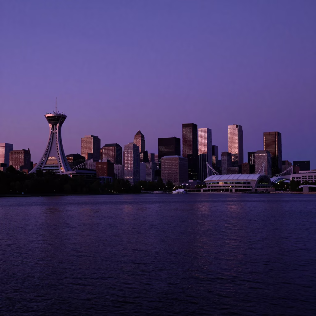 Skyline And St Lawrence River in Montreal in in Montreal, Quebec, Canada