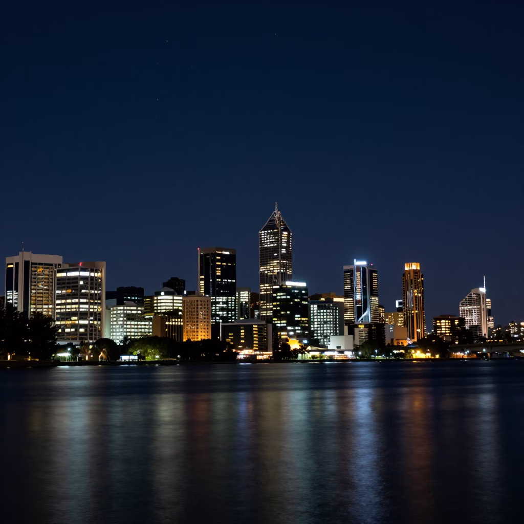 Skyline And Swan River in Perth in in Perth, Western Australia, Australia