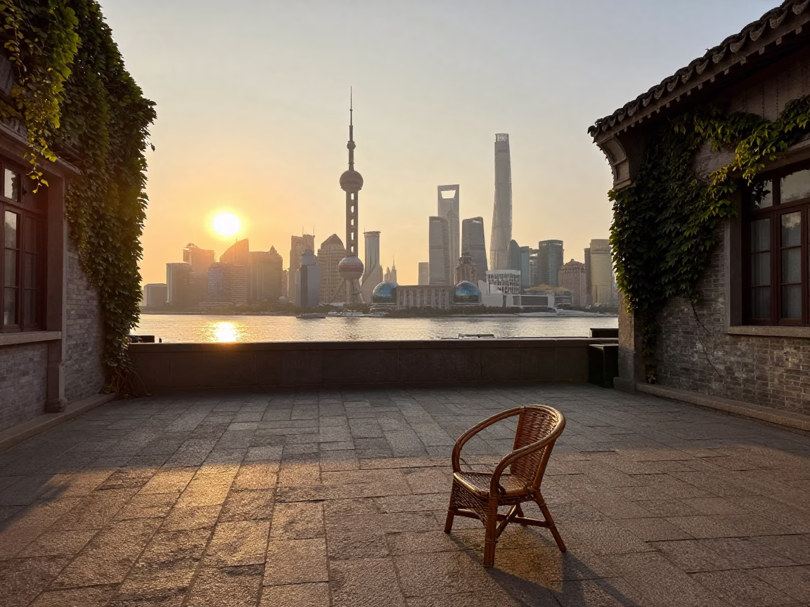 Skyline at Golden Hour in Shanghai in in Shanghai, China
