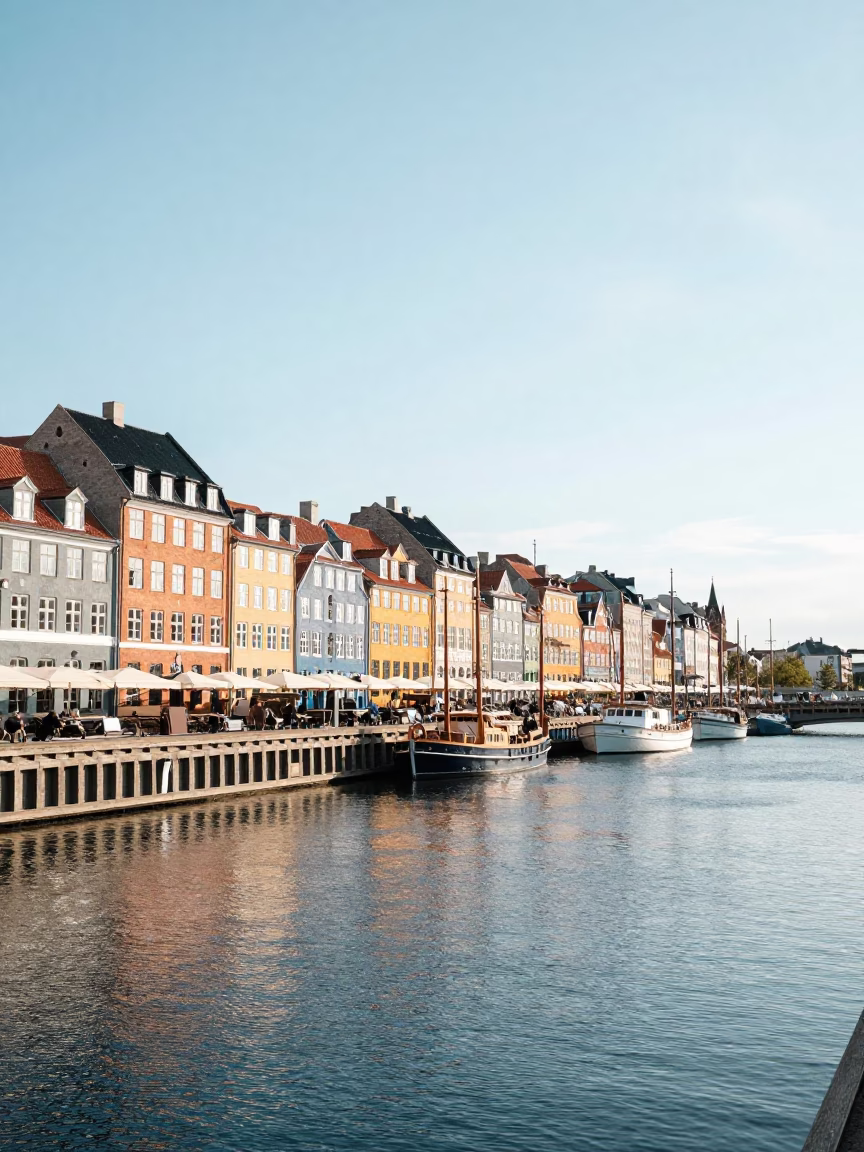Skyline View in Copenhagen at The Flat Glare Of Noon Light in in Copenhagen, Denmark