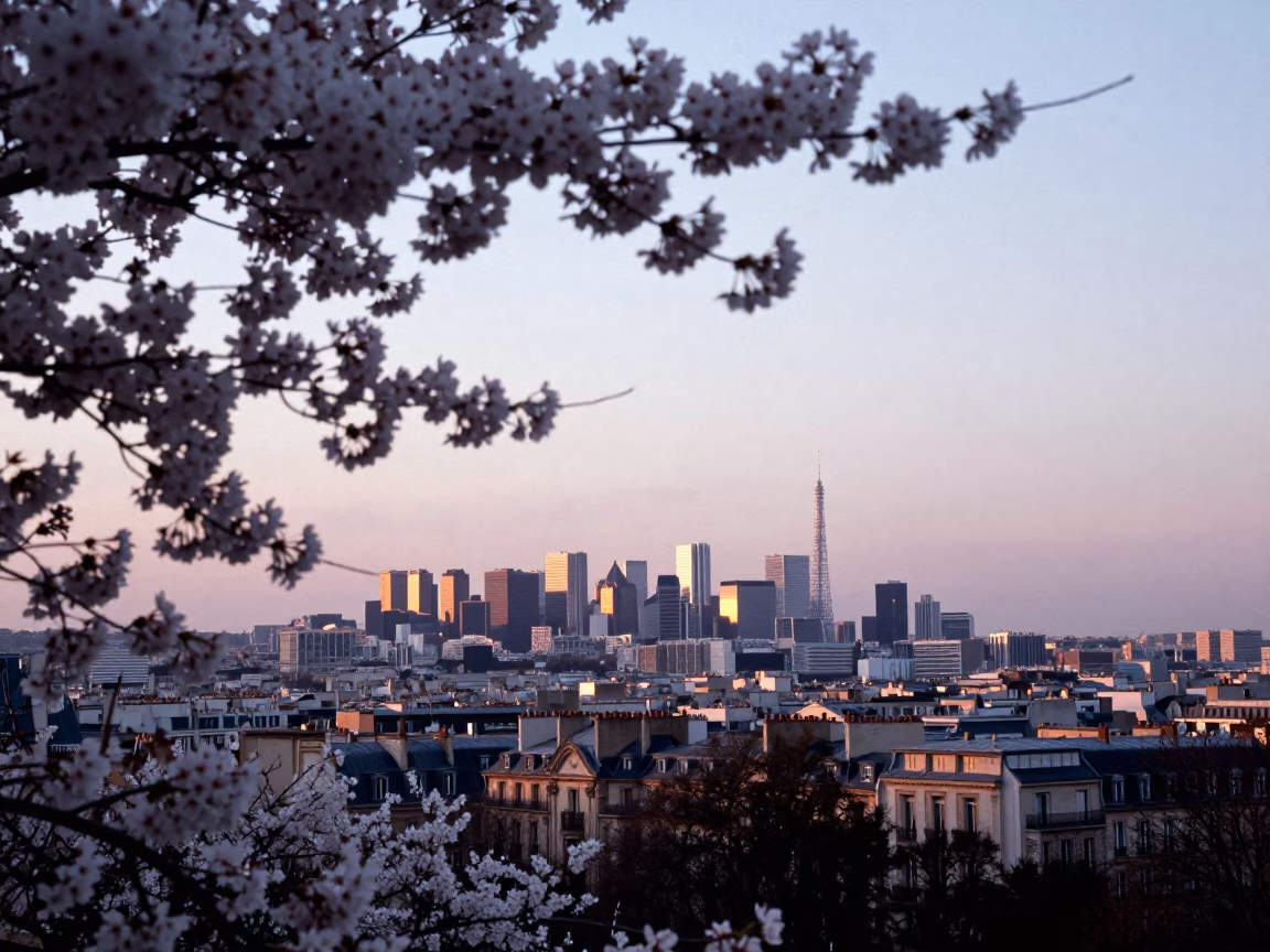Skyline View in Paris at The Early Evening Light in in Paris, France