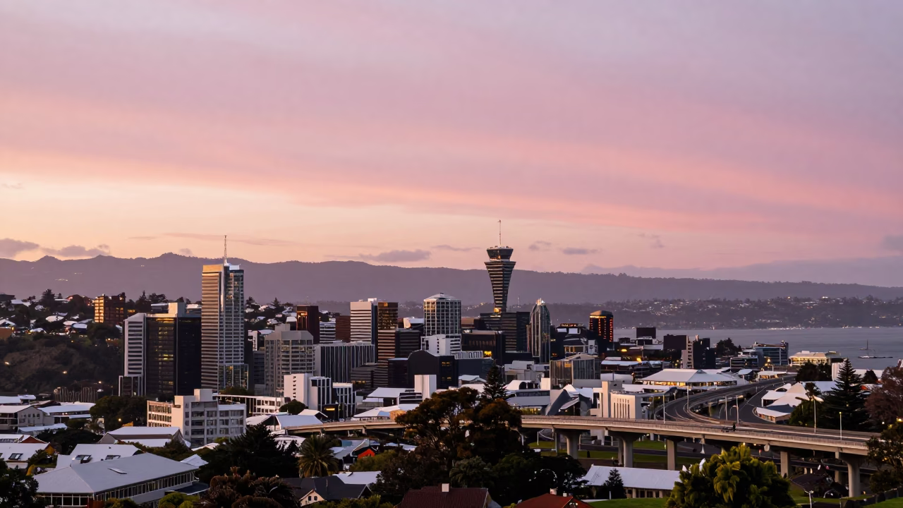 Skyline View in Wellington at Golden Hour in in Wellington, New Zealand