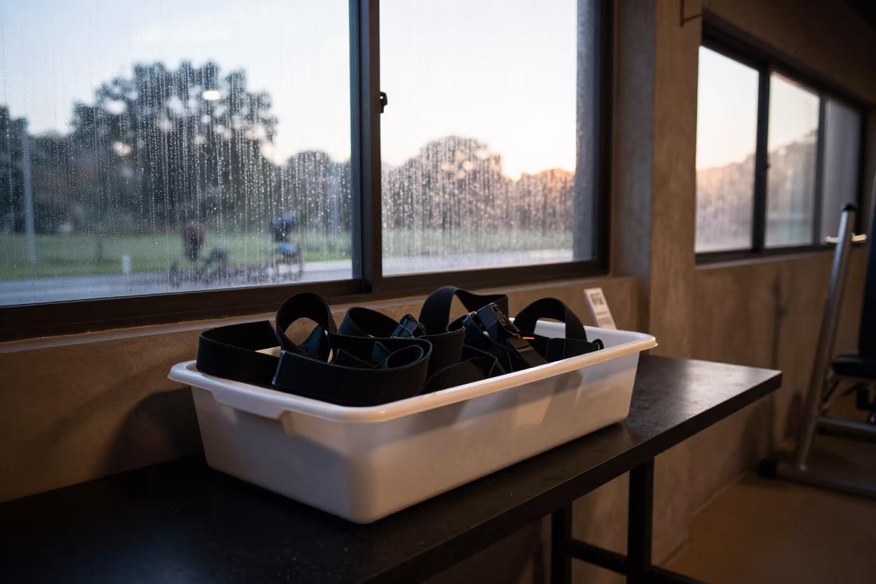 Sled Harness Repair Tub Gym Check-in Desk in at a gym check-in desk in Campinas