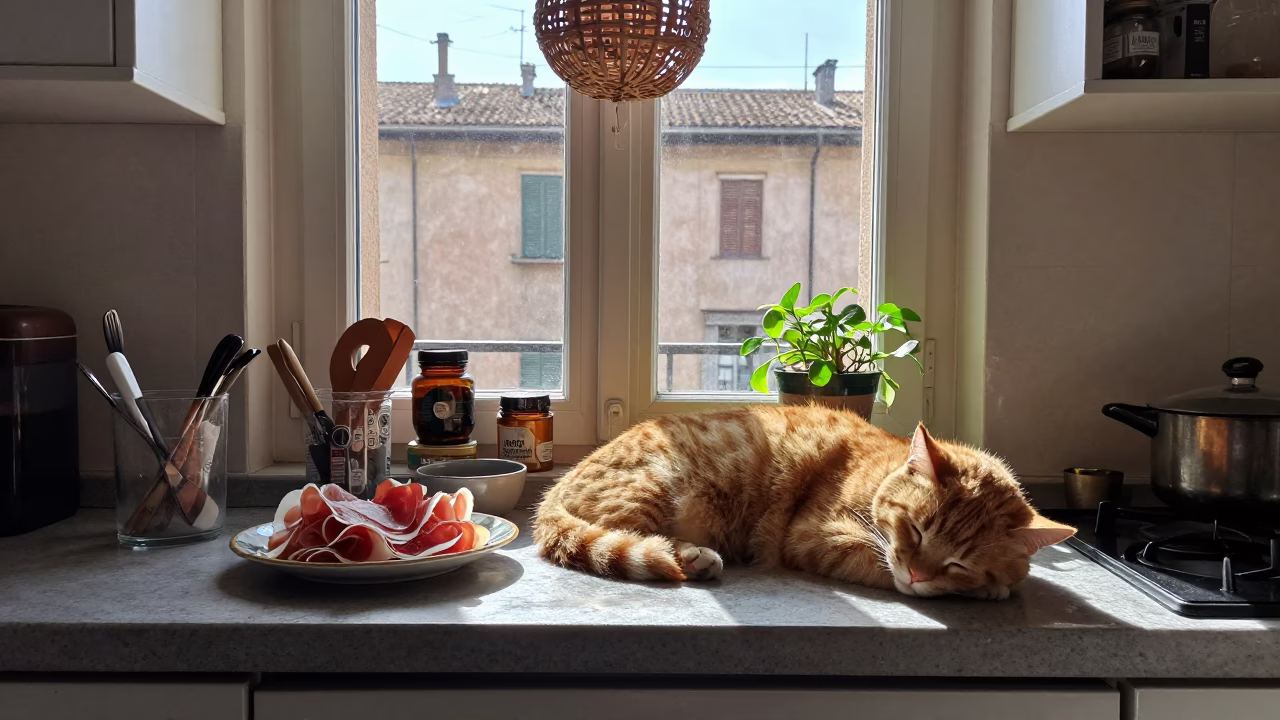 Sleeping Cat in Bologna in in Bologna, Italy