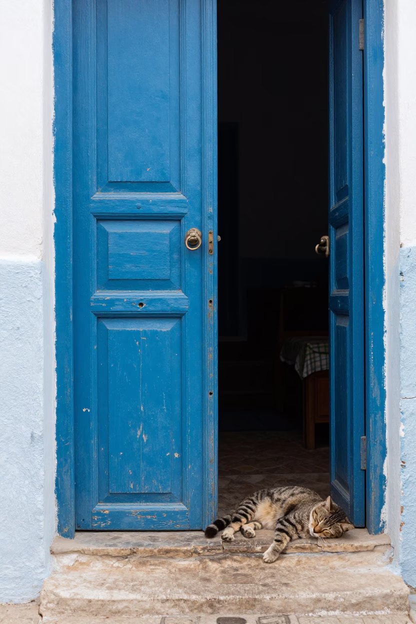 Sleeping Cat in Essaouira in in Essaouira, Morocco