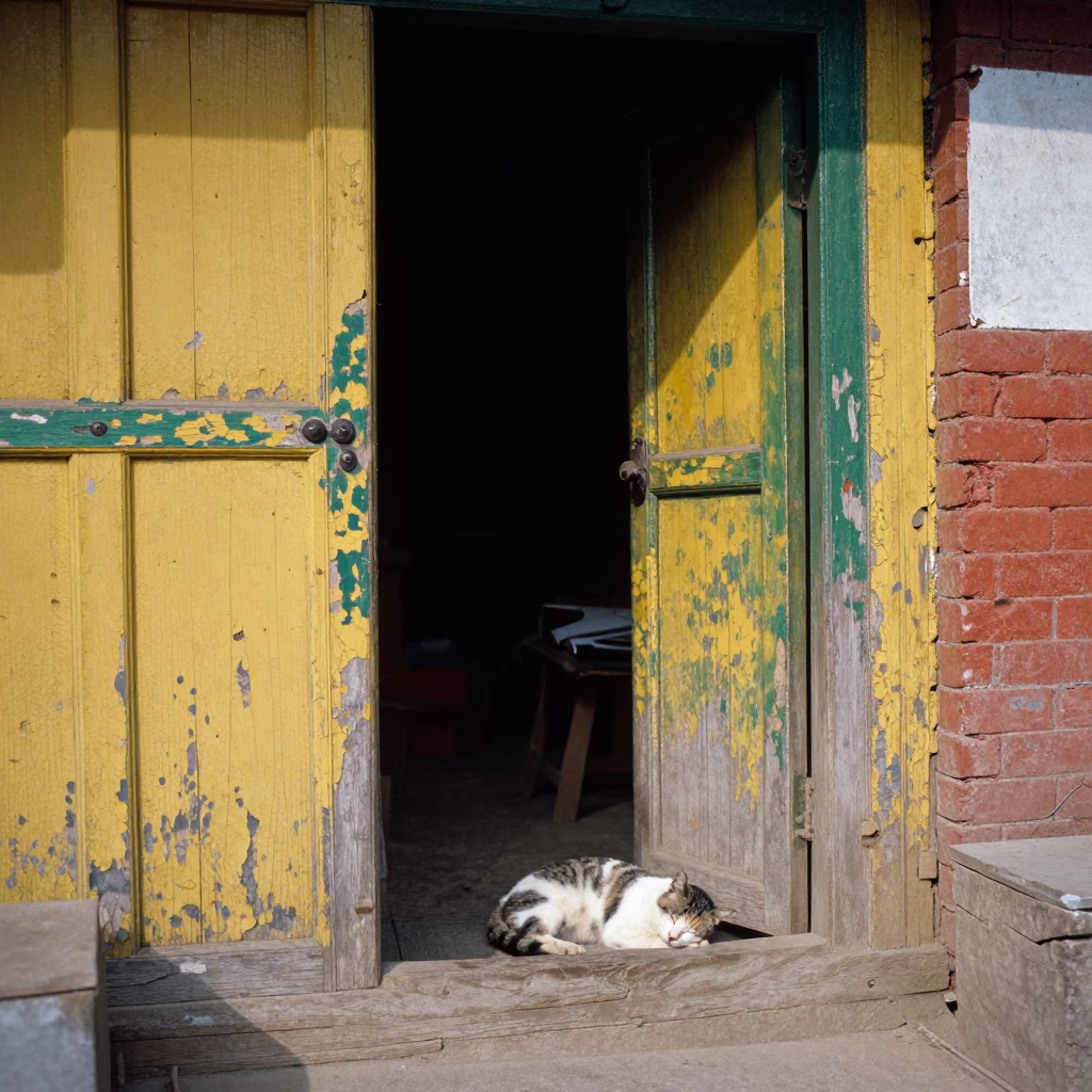 Sleeping Cat in Kathmandu in in Kathmandu, Nepal