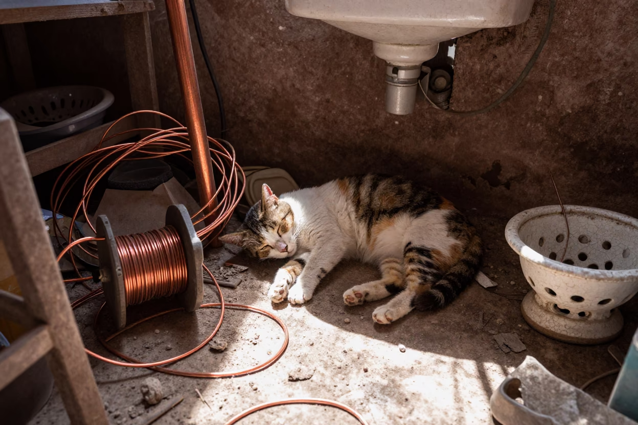 Sleeping Cat in La Paz in in La Paz, Bolivia