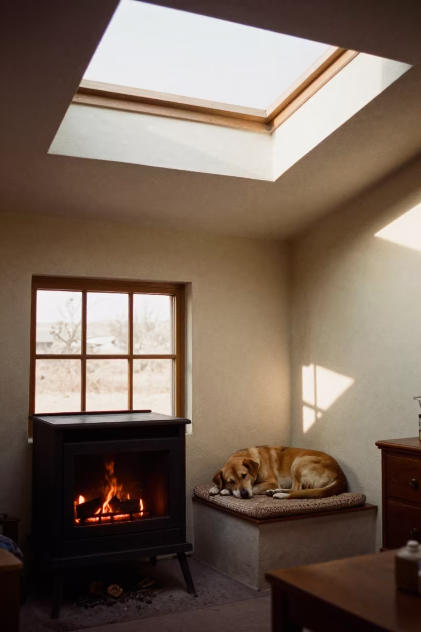Sleeping Dog Near Fireplace Window Seat in on a window seat in Burewala