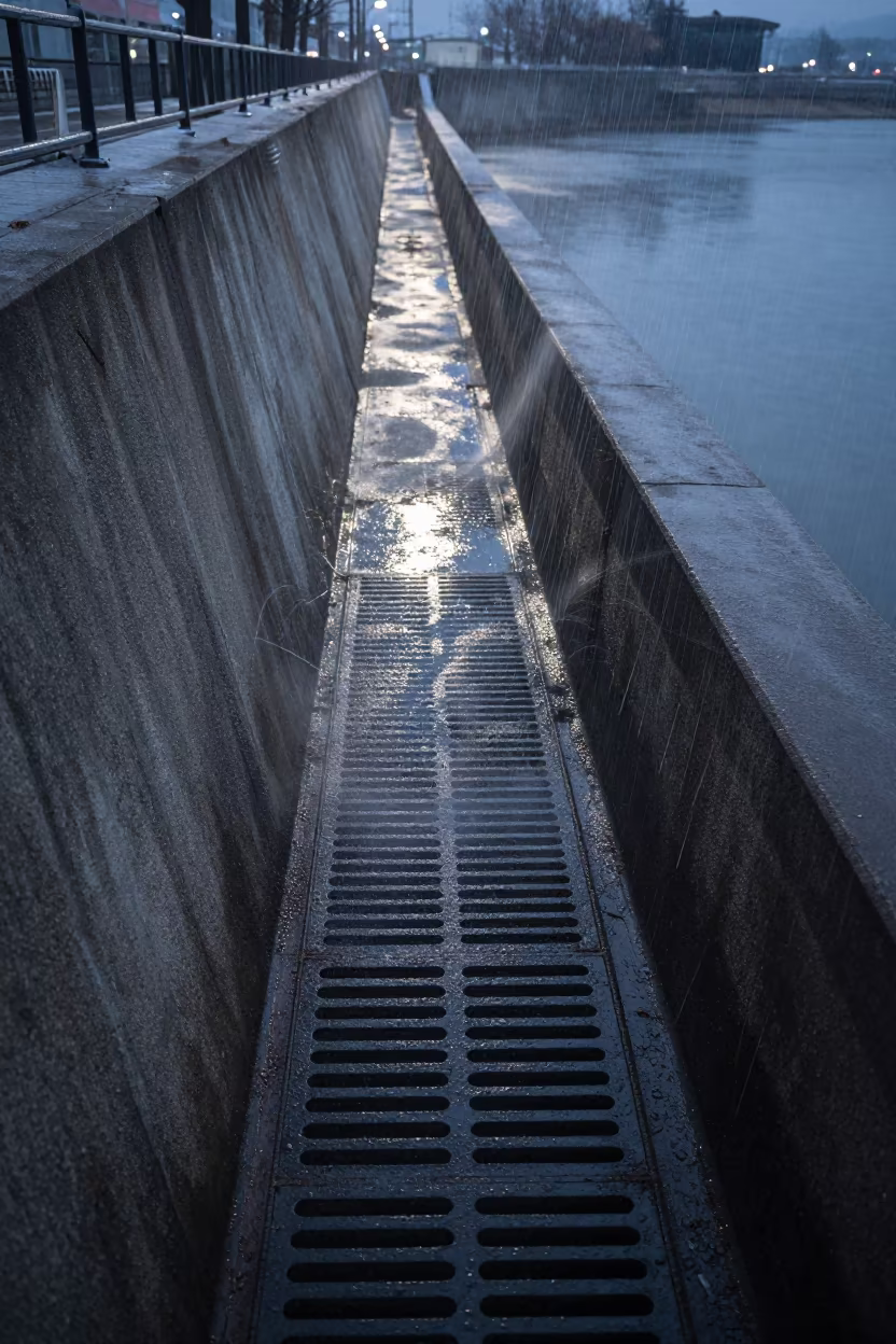 Sleet Storm Drain Outfall Dam Spillway South Korea in along a dam spillway in South Korea