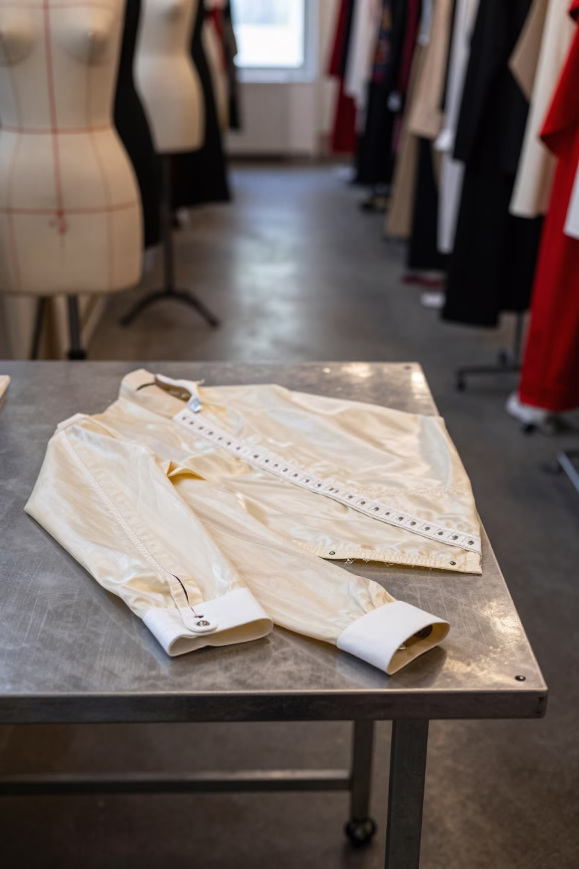 Sleeve Board and Silk Cuffs in Leipzig Corridor in in a backstage changing corridor near Leipzig