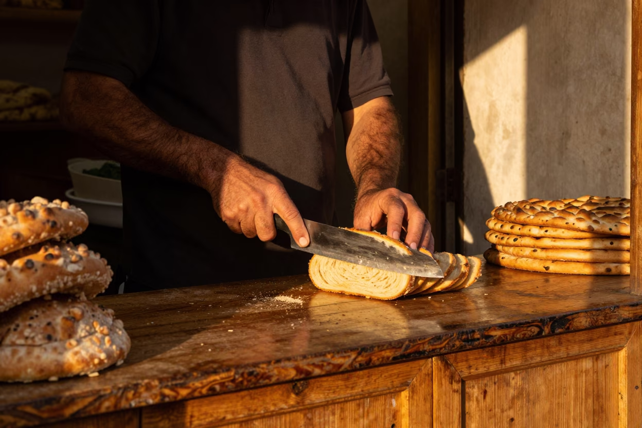 Slicing Bread in Alexandria in in Alexandria, Egypt