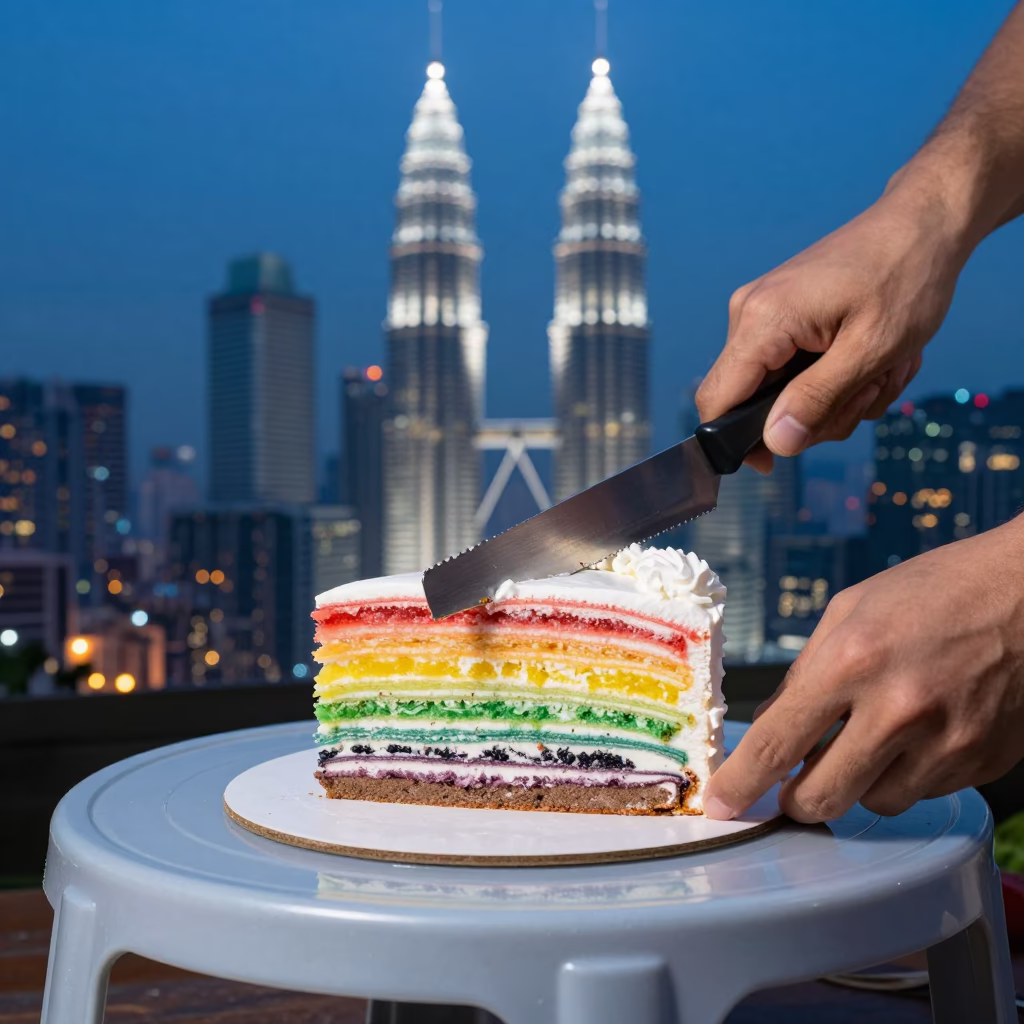 Slicing Cake in Kuala Lumpur in in Kuala Lumpur, Malaysia