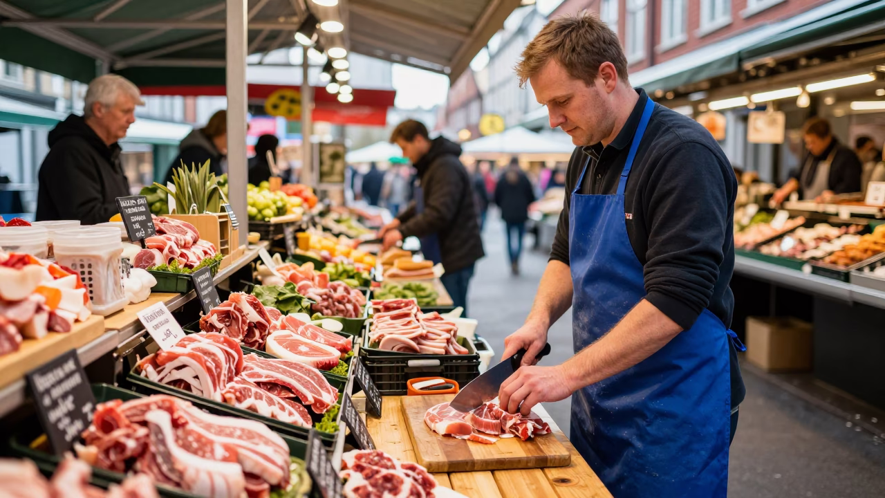 Slicing Cod in Bergen in in Bergen, Norway