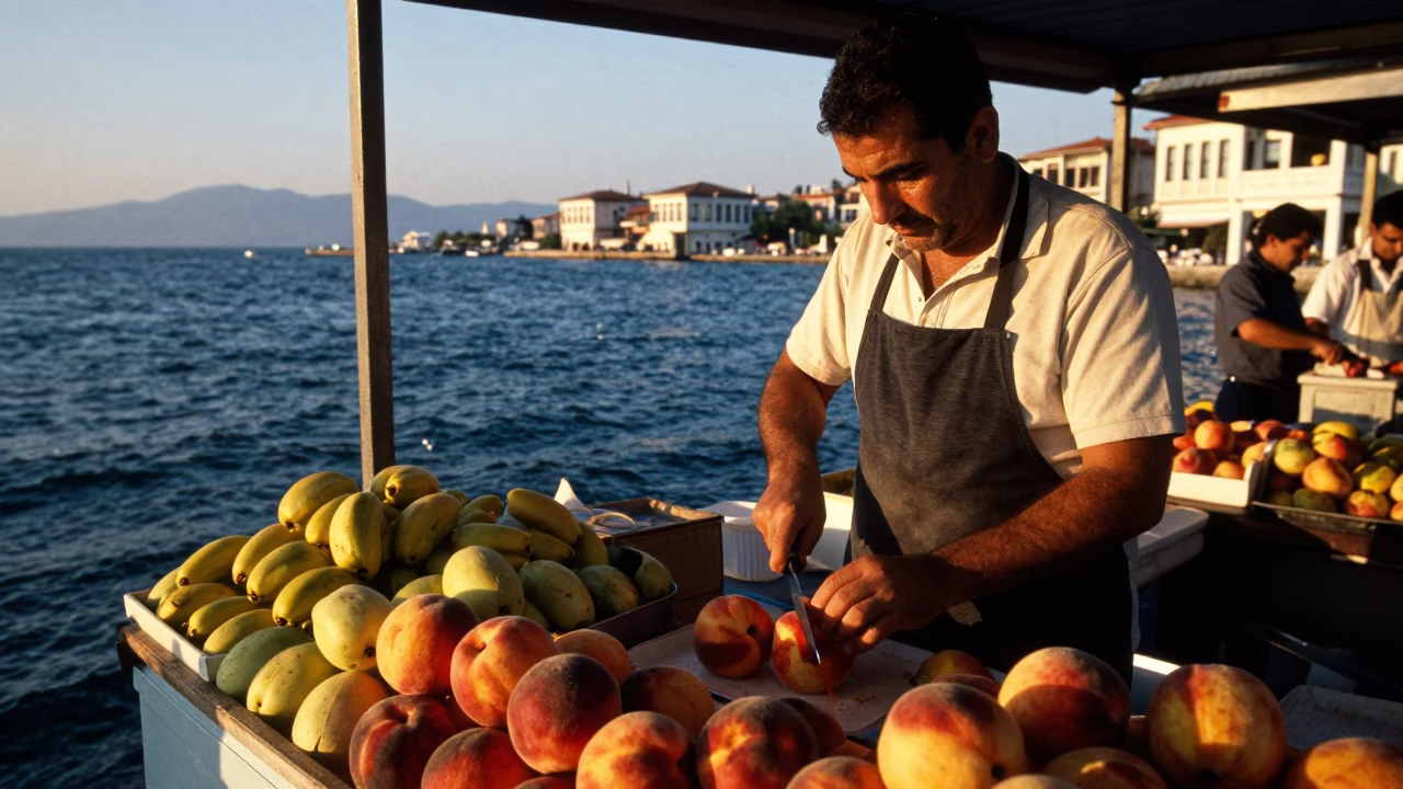 Slicing Fruit in Izmir in in Izmir, Turkey