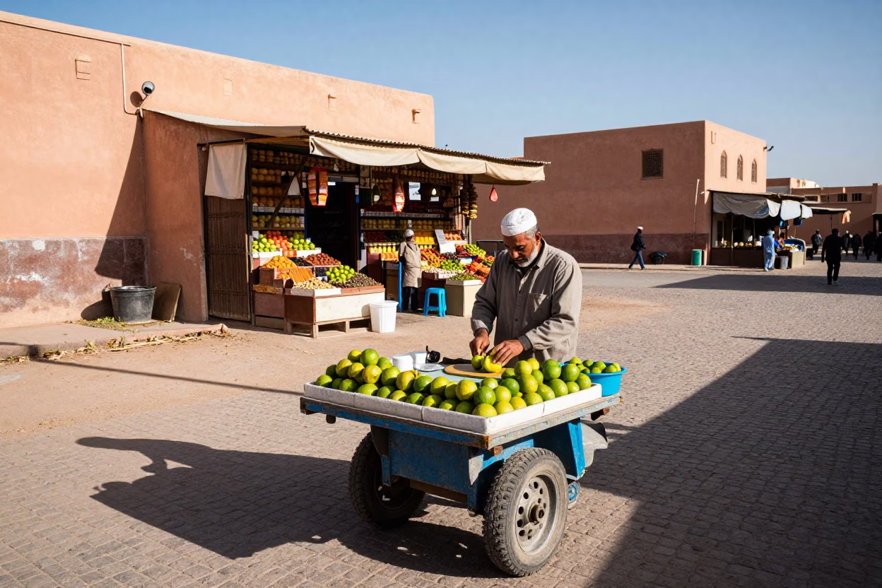 Slicing Limes in Marrakech in in Marrakech, Morocco