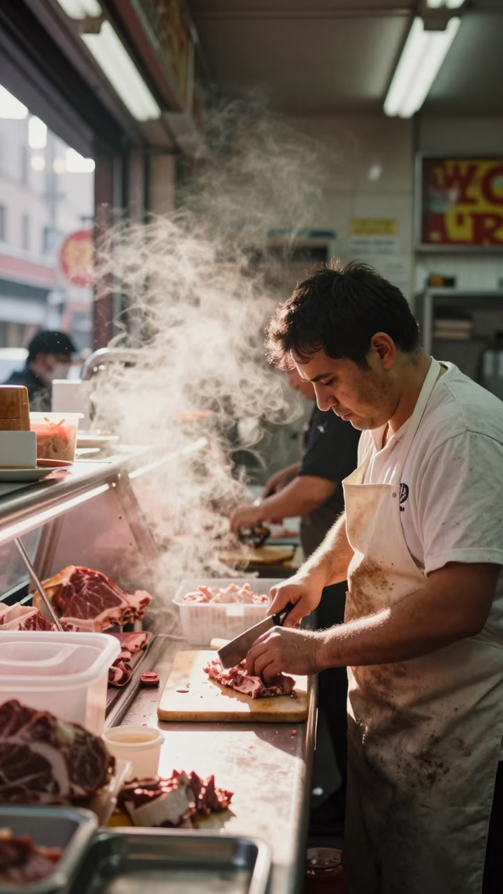 Slicing Meat in New York in in New York, New York, United States