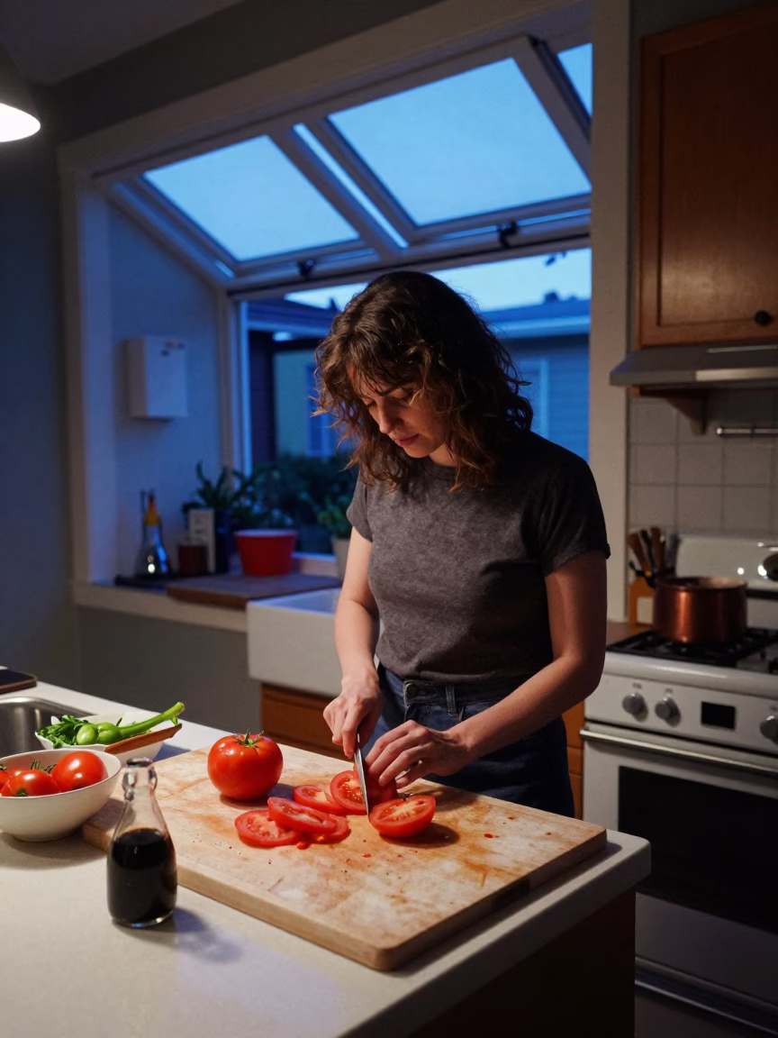 Slicing Tomatoes in San Francisco in in San Francisco, California, United States
