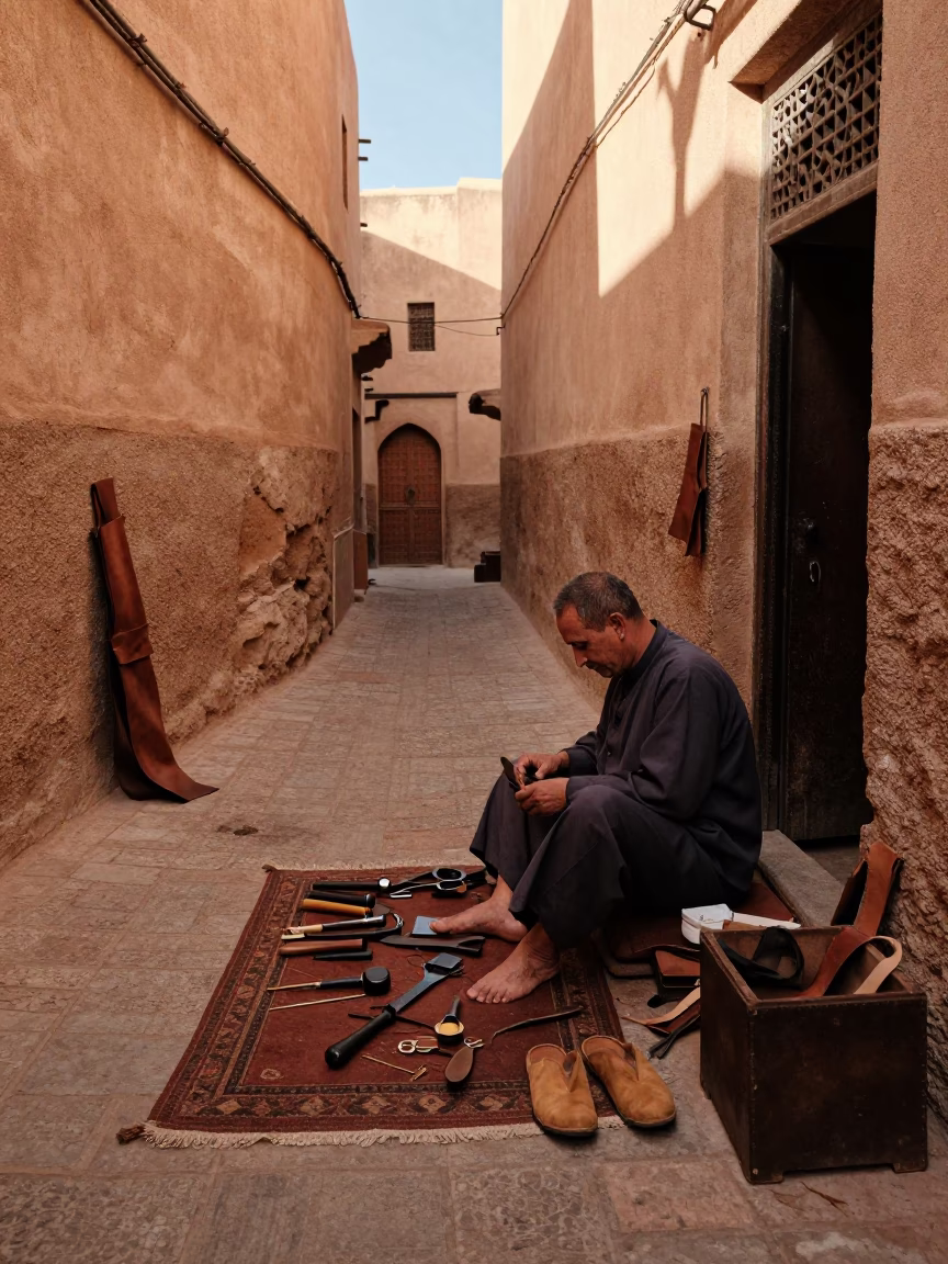 Slippers at Late Afternoon Light in in Essaouira, Morocco