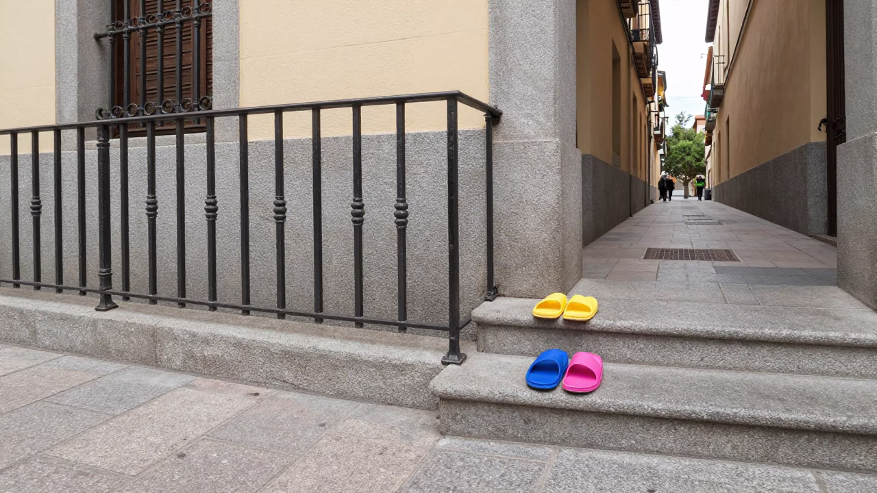 Slippers at Midday Light in in Madrid, Spain
