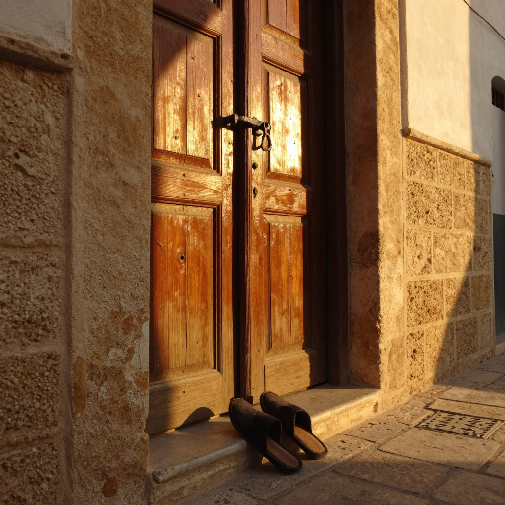 Slippers in Tunis at Golden Hour in in Tunis, Tunisia