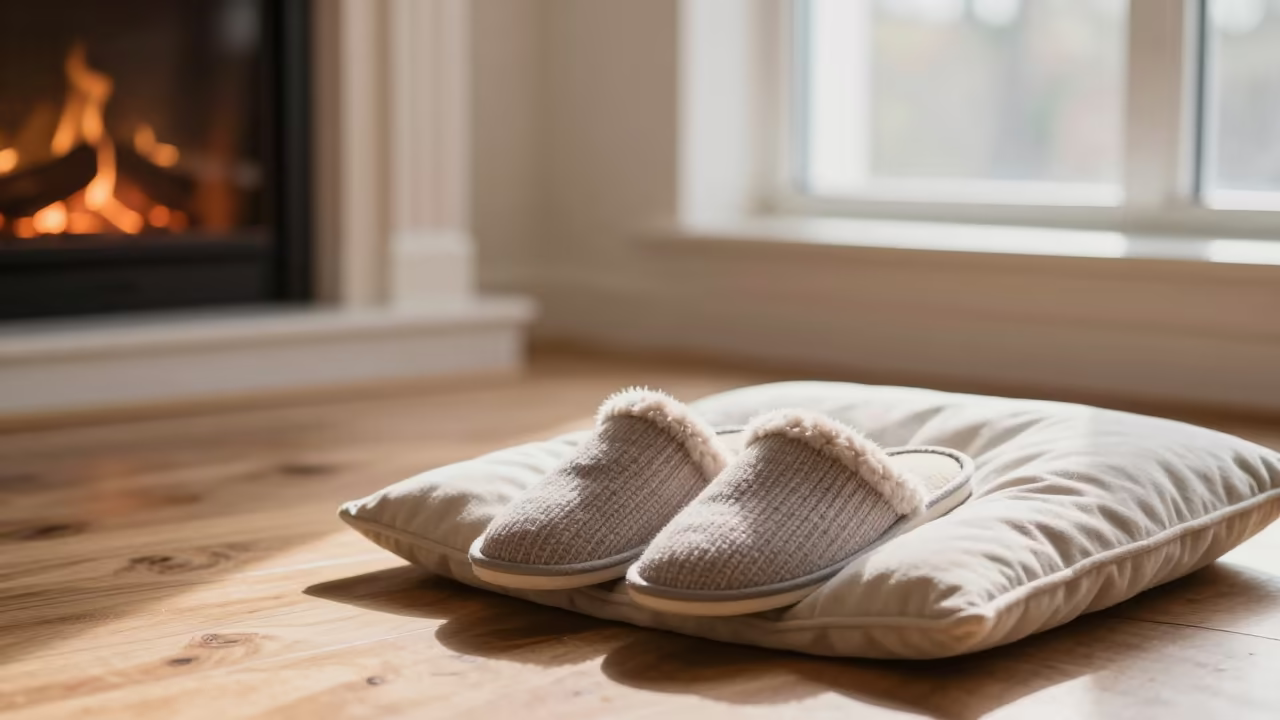 Slippers on Reading Nook in North Light in on a reading nook cushion in Jacksonville