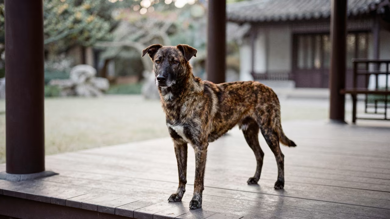 Slovensky Kopov on Shanghai Porch in Early Autumn in near a garden edge with soft morning light and an uncluttered background near Jing'an, Shanghai