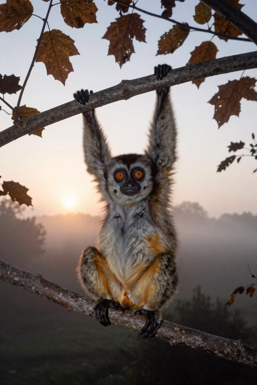 Slow Loris at Dawn in Dutch Nature in in Netherlands