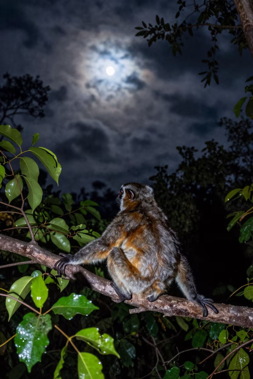 Slow Loris Moonlit Night Monsoon Sudan in in Sudan