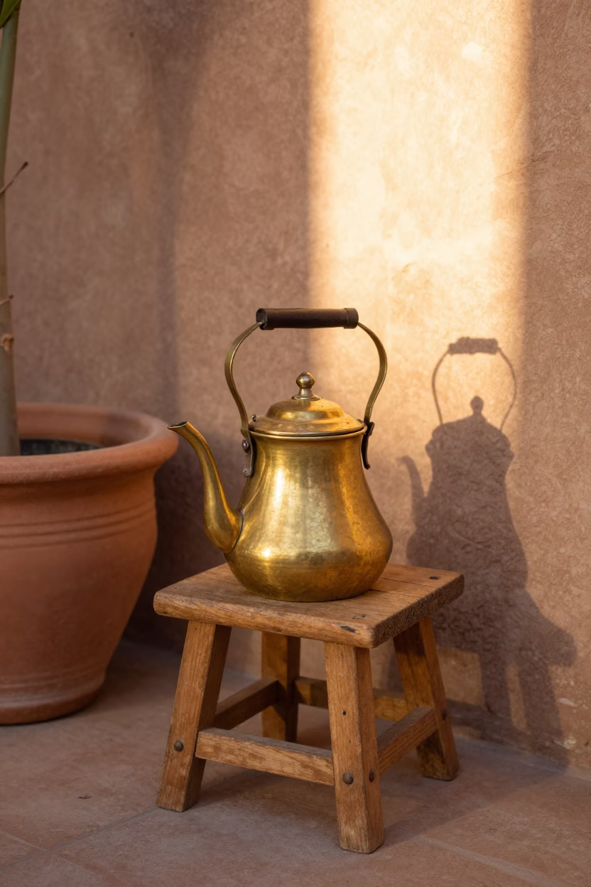 Small Brass Kettle in Marrakech in in Marrakech, Morocco