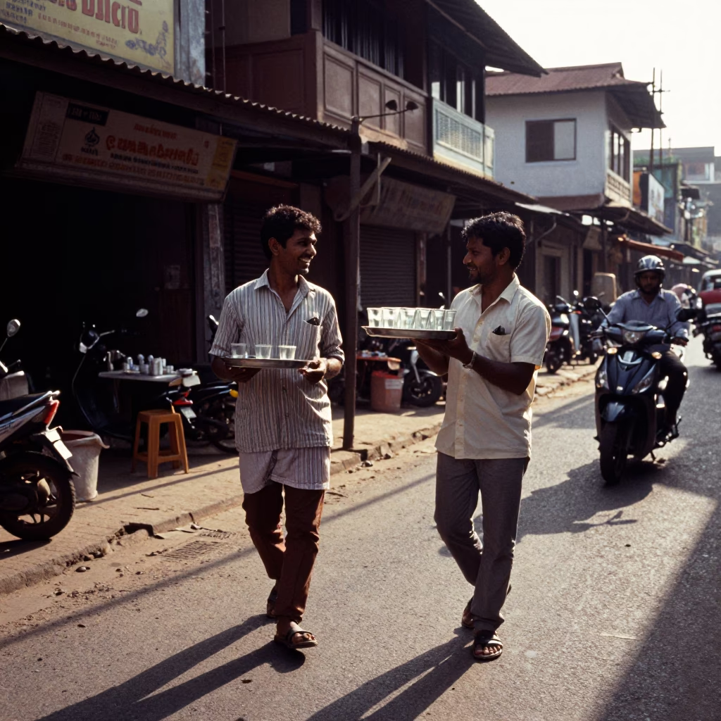 Smiling Customer at Clear Late-afternoon Light in Kochi in in Kochi, India