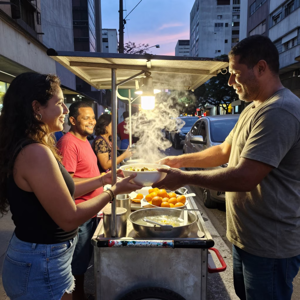 Smiling Customers at Twilight in São Paulo in in São Paulo, Brazil