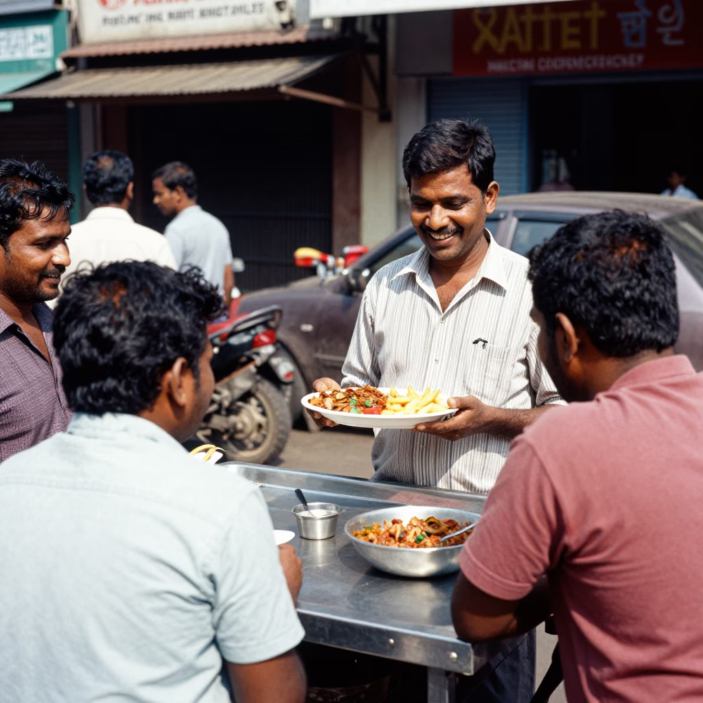 Smiling Customers in Kochi at The Flat Glare Of Noon Light in in Kochi, India